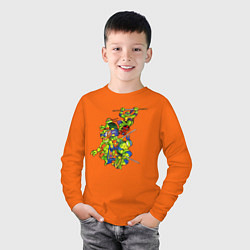 Лонгслив хлопковый детский Черепашки-ниндзя, цвет: оранжевый — фото 2