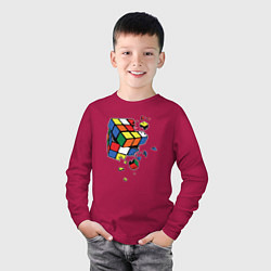 Лонгслив хлопковый детский Кубик Рубика, цвет: маджента — фото 2