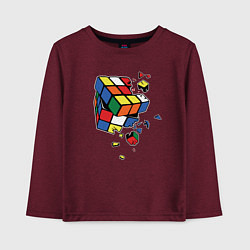 Лонгслив хлопковый детский Кубик Рубика, цвет: меланж-бордовый