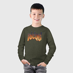 Лонгслив хлопковый детский IDDQD DOOM, цвет: меланж-хаки — фото 2