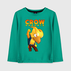 Лонгслив хлопковый детский BRAWL STARS CROW PHOENIX, цвет: зеленый