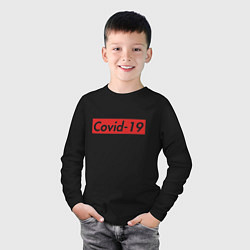 Лонгслив хлопковый детский COVID-19, цвет: черный — фото 2