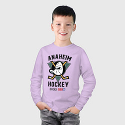 Лонгслив хлопковый детский ANAHEIM DUCKS, цвет: лаванда — фото 2