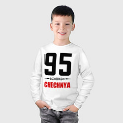 Лонгслив хлопковый детский 95 Chechnya, цвет: белый — фото 2