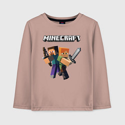 Лонгслив хлопковый детский MINECRAFT, цвет: пыльно-розовый