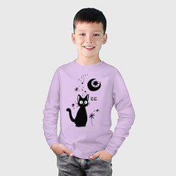 Лонгслив хлопковый детский Jiji Cat, цвет: лаванда — фото 2