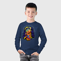 Лонгслив хлопковый детский Берегись кавалер кинг спаниеля, цвет: тёмно-синий — фото 2