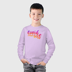 Лонгслив хлопковый детский Covid out, цвет: лаванда — фото 2
