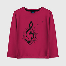 Детский лонгслив Скрипичный ключ ноты по кругу