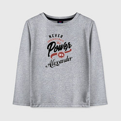 Лонгслив хлопковый детский Недооценивай силу Александра, цвет: меланж