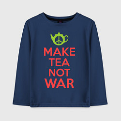 Лонгслив хлопковый детский Make tea not war, цвет: тёмно-синий
