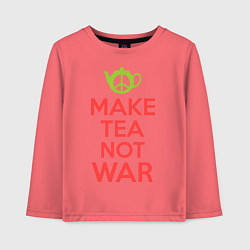 Лонгслив хлопковый детский Make tea not war, цвет: коралловый