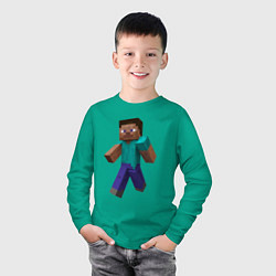 Лонгслив хлопковый детский Minecraft персонаж, цвет: зеленый — фото 2