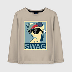 Лонгслив хлопковый детский Rainbow Dash swag, цвет: миндальный