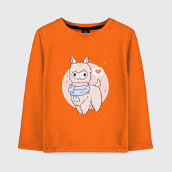 Лонгслив хлопковый детский Милая лама, цвет: оранжевый