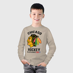 Лонгслив хлопковый детский CHICAGO BLACKHAWKS NHL, цвет: миндальный — фото 2