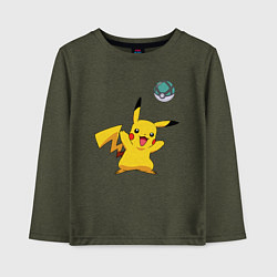 Лонгслив хлопковый детский Pokemon pikachu 1, цвет: меланж-хаки