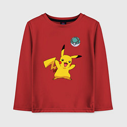 Лонгслив хлопковый детский Pokemon pikachu 1, цвет: красный