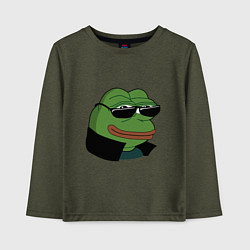 Лонгслив хлопковый детский Pepe в очках EZ, цвет: меланж-хаки