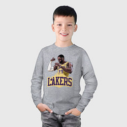 Лонгслив хлопковый детский LeBron - Lakers, цвет: меланж — фото 2