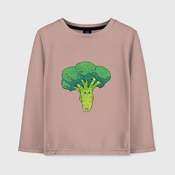 Лонгслив хлопковый детский Симпатичный брокколи, цвет: пыльно-розовый