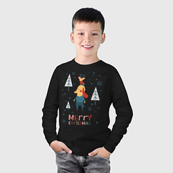 Лонгслив хлопковый детский Merry Christmas Собачки, цвет: черный — фото 2