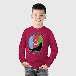 Лонгслив хлопковый детский Азербайджан, цвет: маджента — фото 2