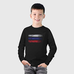 Лонгслив хлопковый детский Флаг России, цвет: черный — фото 2