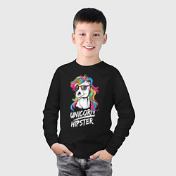 Лонгслив хлопковый детский Unicorn hipster, цвет: черный — фото 2