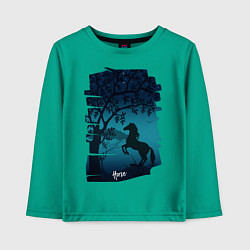 Лонгслив хлопковый детский Конь, цвет: зеленый