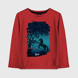 Лонгслив хлопковый детский Конь, цвет: красный