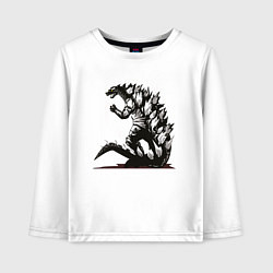 Лонгслив хлопковый детский Годзилла, цвет: белый