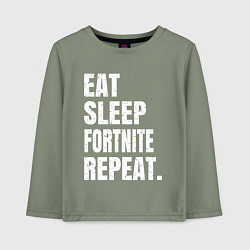 Лонгслив хлопковый детский EAT SLEEP FORTNITE REPEAT, цвет: авокадо