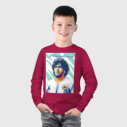 Лонгслив хлопковый детский Марадона золотой мальчик, цвет: маджента — фото 2