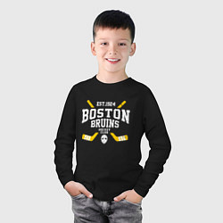 Лонгслив хлопковый детский Бостон Брюинз, цвет: черный — фото 2