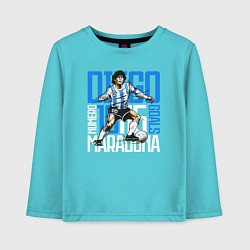 Лонгслив хлопковый детский 10 Diego Maradona, цвет: бирюзовый