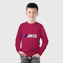 Лонгслив хлопковый детский BMW M5, цвет: маджента — фото 2