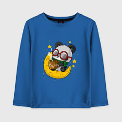 Лонгслив хлопковый детский Панда на луне, цвет: синий