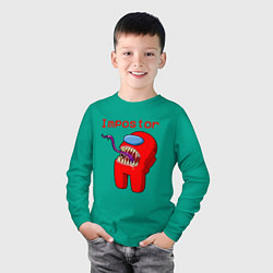 Лонгслив хлопковый детский AMONG US - IMPOSTOR, цвет: зеленый — фото 2