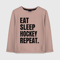 Лонгслив хлопковый детский EAT SLEEP HOCKEY REPEAT, цвет: пыльно-розовый
