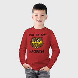 Лонгслив хлопковый детский Мне на все наспать, цвет: красный — фото 2