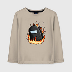 Лонгслив хлопковый детский Among Us fire, цвет: миндальный