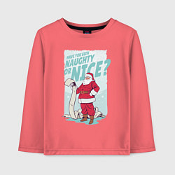 Лонгслив хлопковый детский Санта со списком плохишей, цвет: коралловый