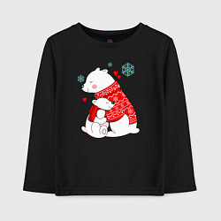 Лонгслив хлопковый детский Медведица с медвежонеком, цвет: черный