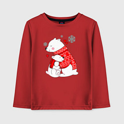 Лонгслив хлопковый детский Медведица с медвежонеком, цвет: красный