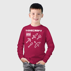 Лонгслив хлопковый детский Minecraft, цвет: маджента — фото 2