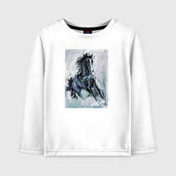 Лонгслив хлопковый детский Лошадь арт, цвет: белый