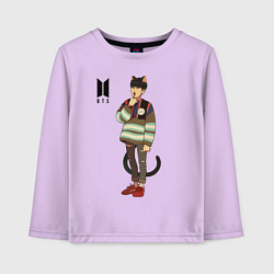 Лонгслив хлопковый детский BTS Cat, цвет: лаванда