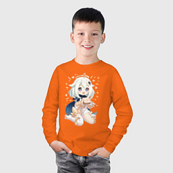 Лонгслив хлопковый детский Приятного аппетита Паймон, цвет: оранжевый — фото 2