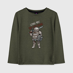 Лонгслив хлопковый детский Dark Souls - Siegward, цвет: меланж-хаки